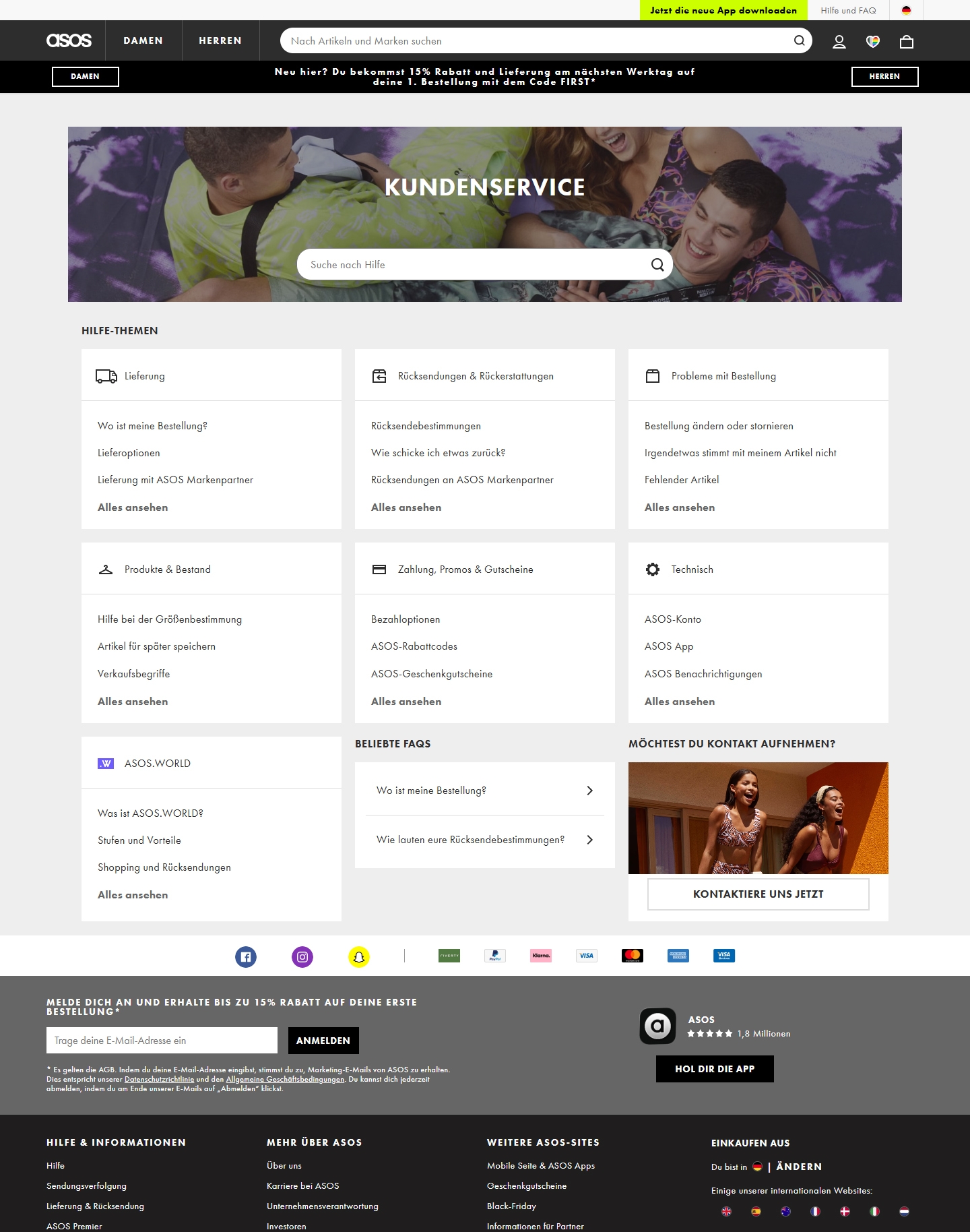 ASOS Kundenservice, Telefonnummer, Kontakt