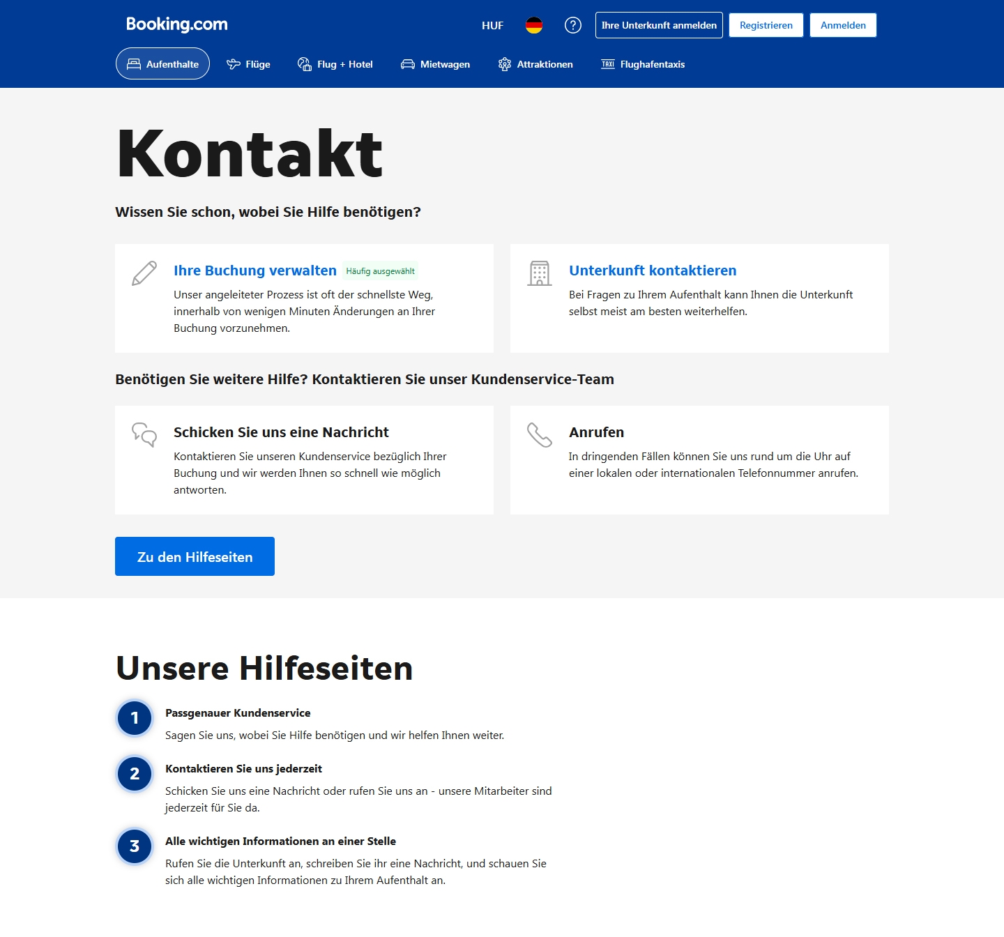 Booking.com Kundenservice, Telefonnummer, Kontakt