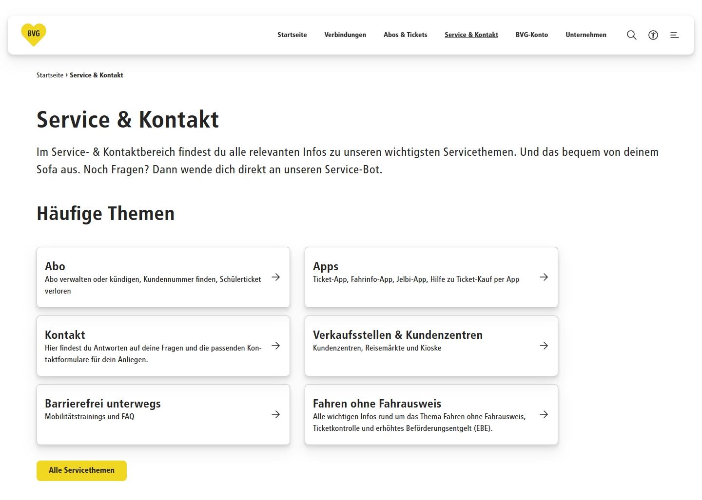 BVG Kundenservice, Telefonnummer, Kontakt