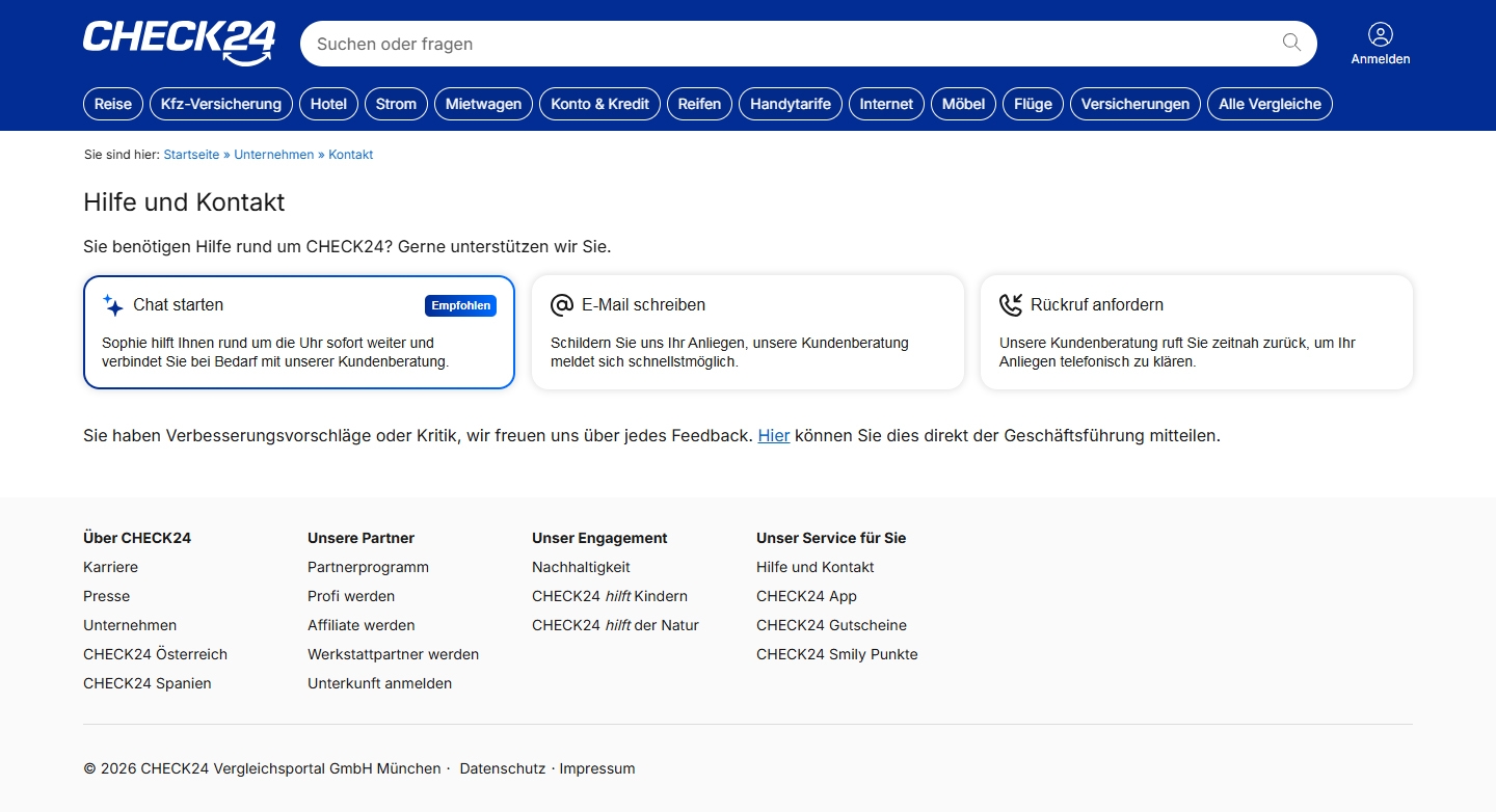 Check24 Kundenservice, Telefonnummer, Kontakt