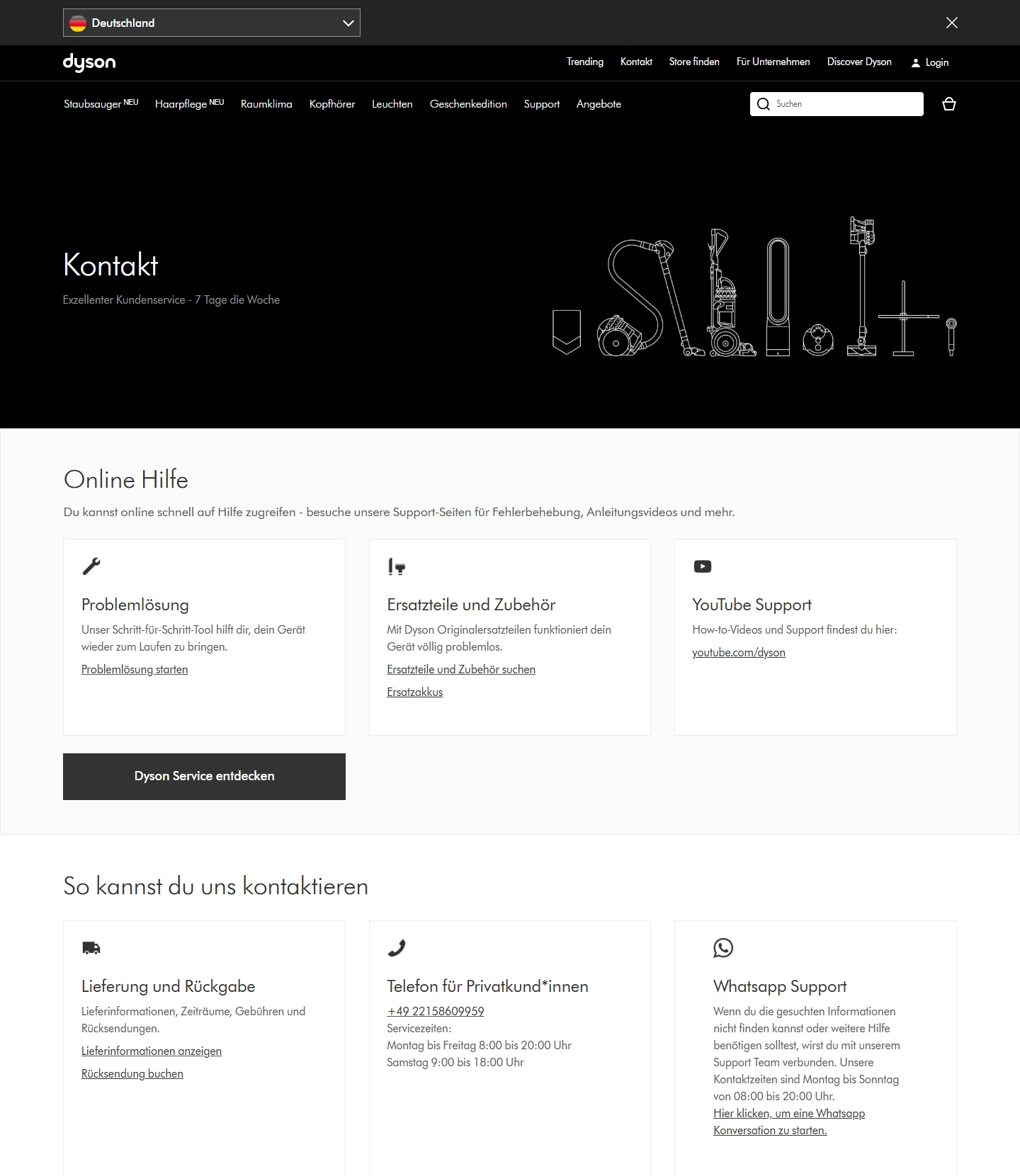 Dyson Kundenservice, Telefonnummer, Kontakt