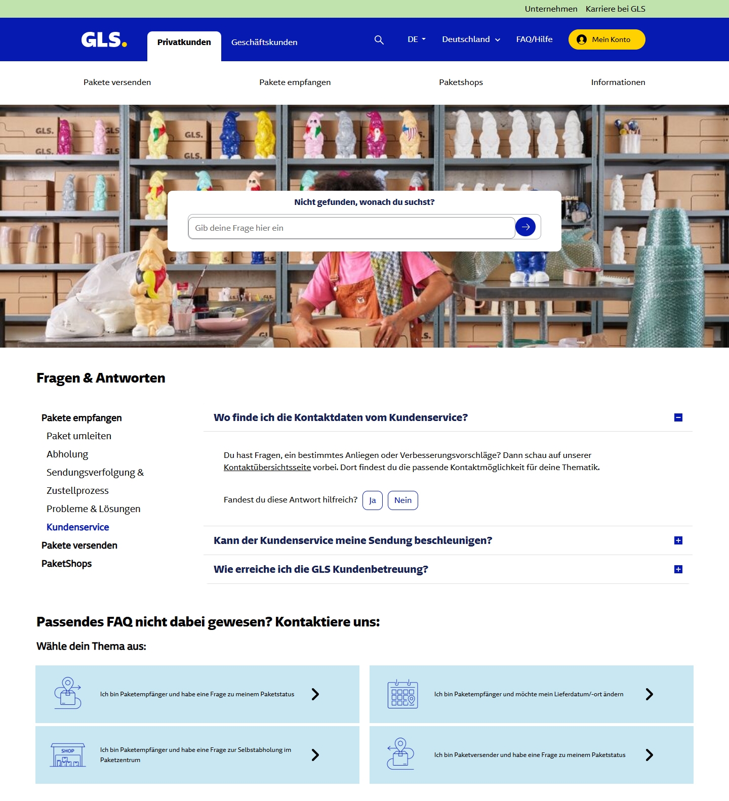 GLS Kundenservice, Telefonnummer, Kontakt