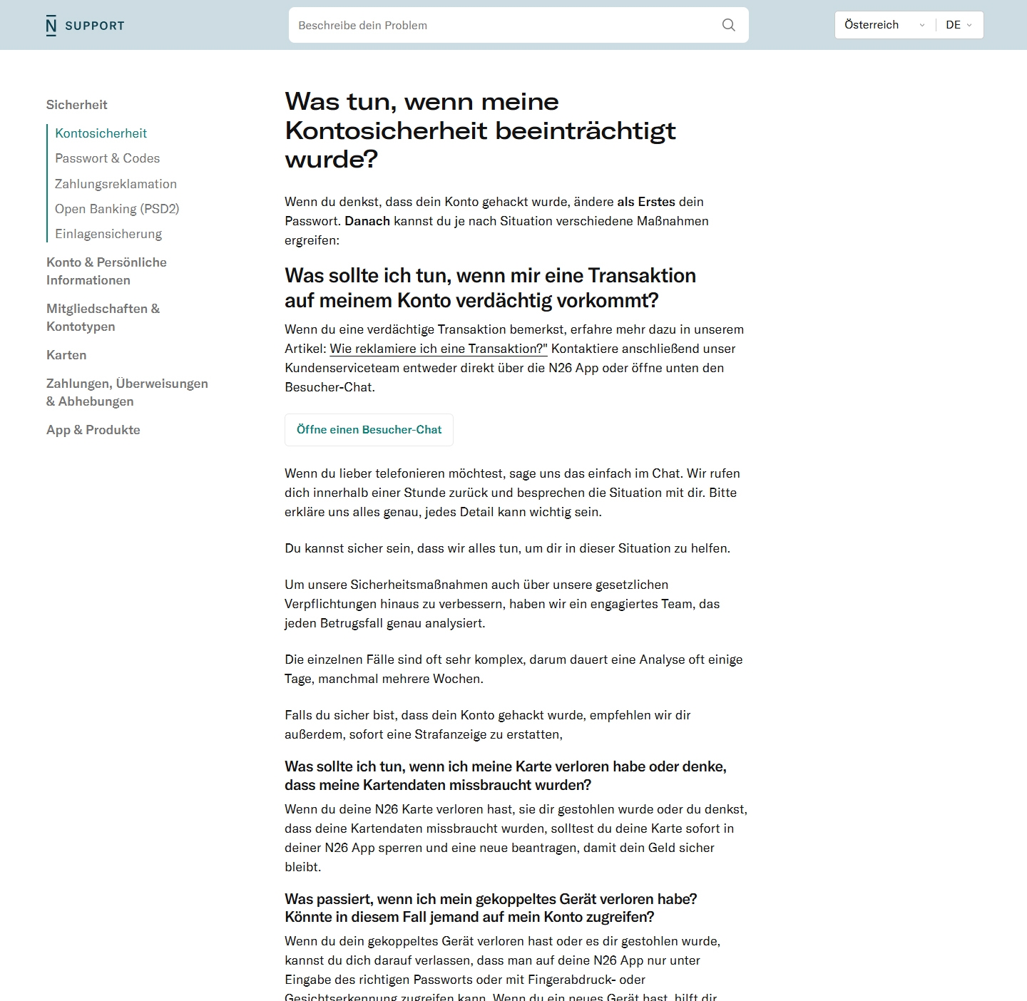 N26 Kundenservice, Telefonnummer, Kontakt