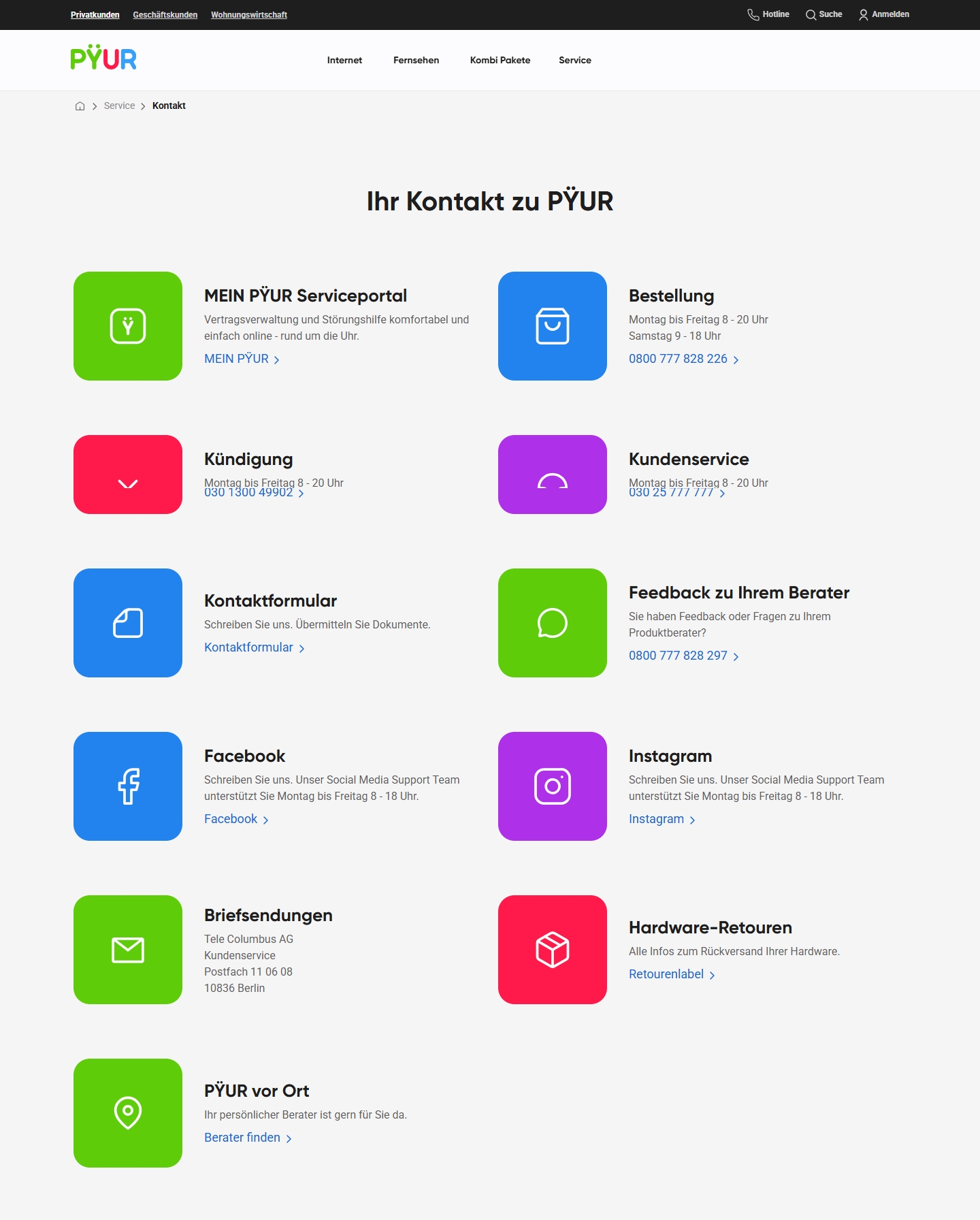 Pyur Kundenservice, Telefonnummer, Kontakt