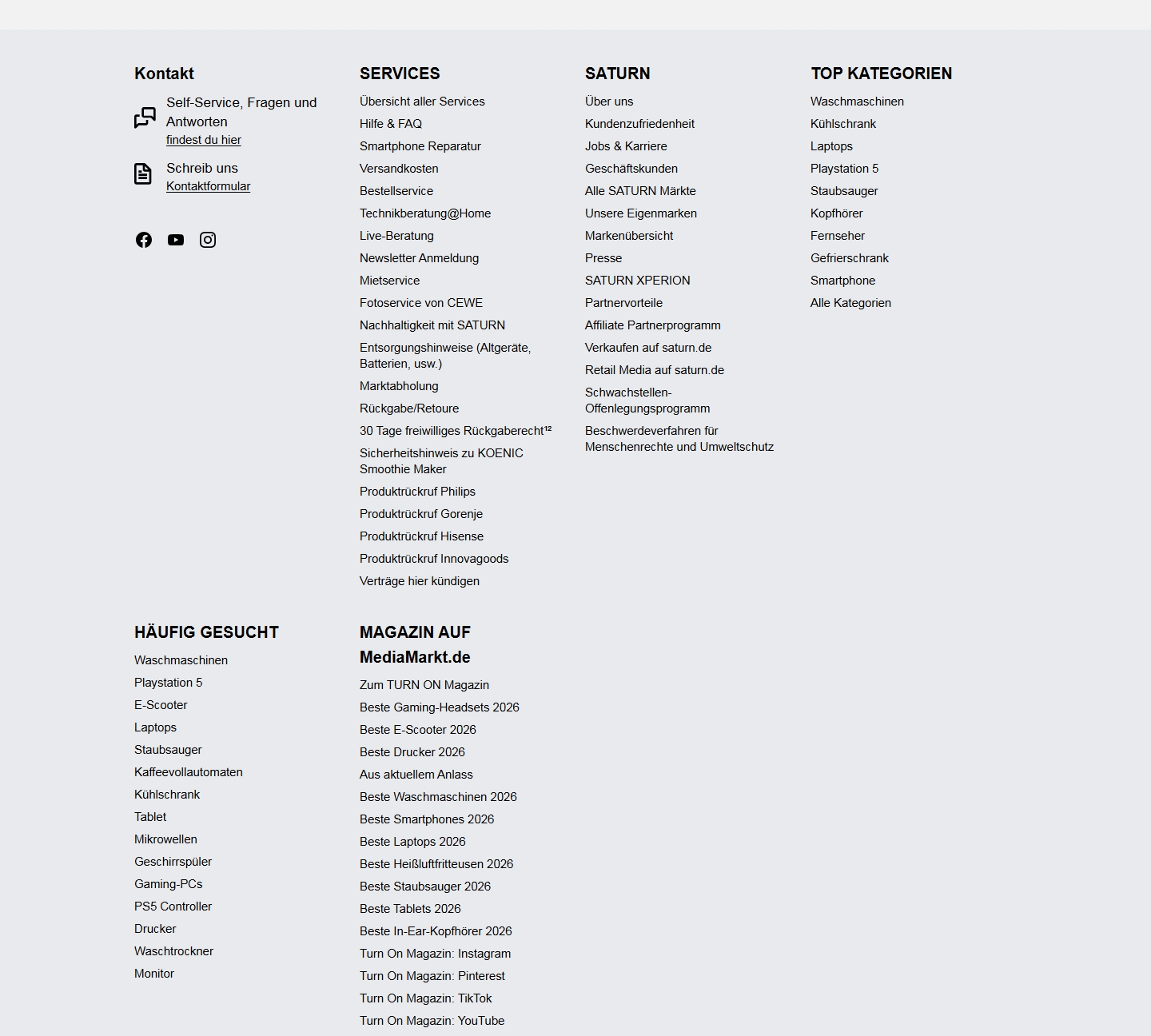 Saturn Kundenservice, Telefonnummer, Kontakt