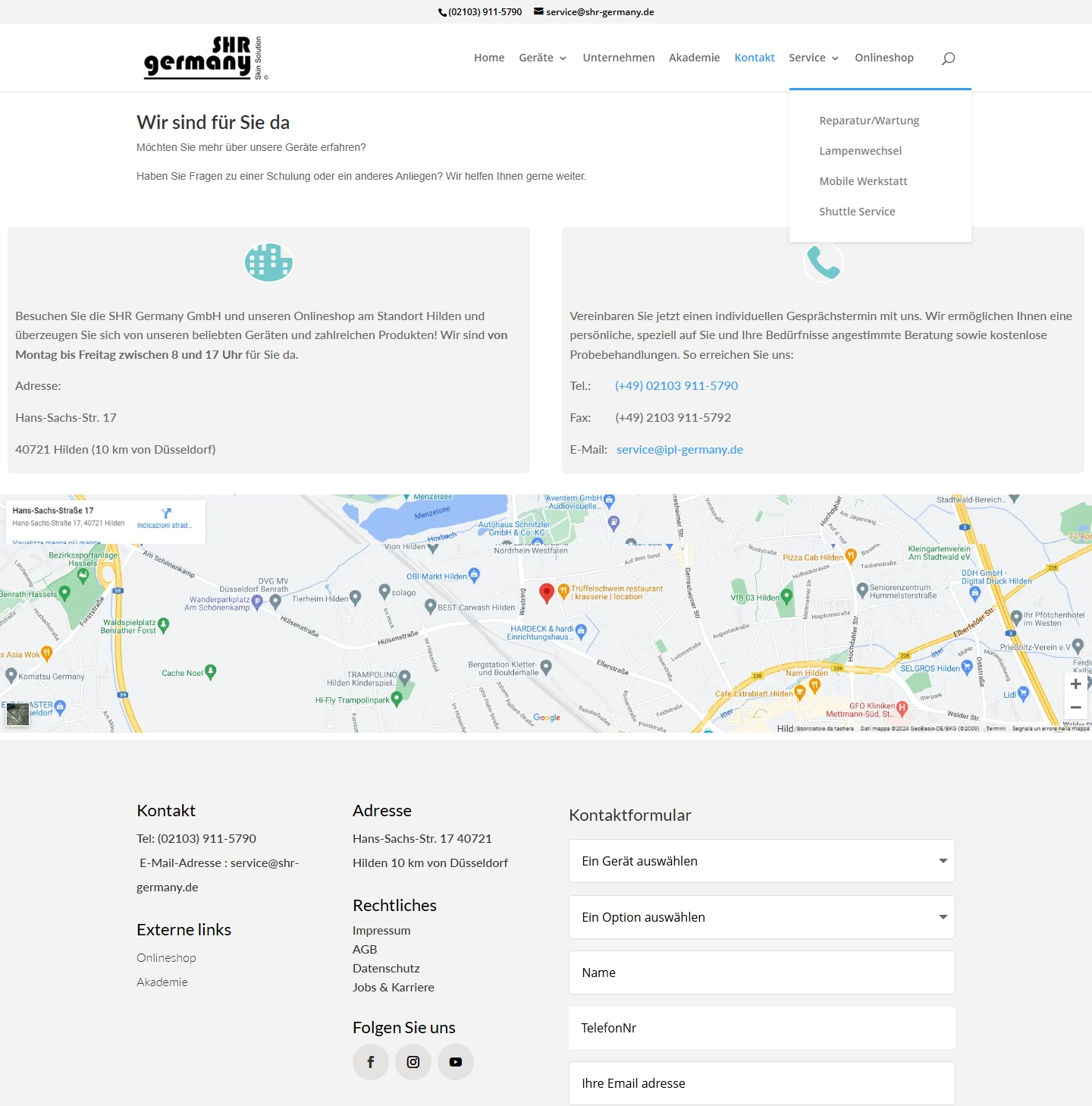 SHR Kundenservice, Telefonnummer, Kontakt
