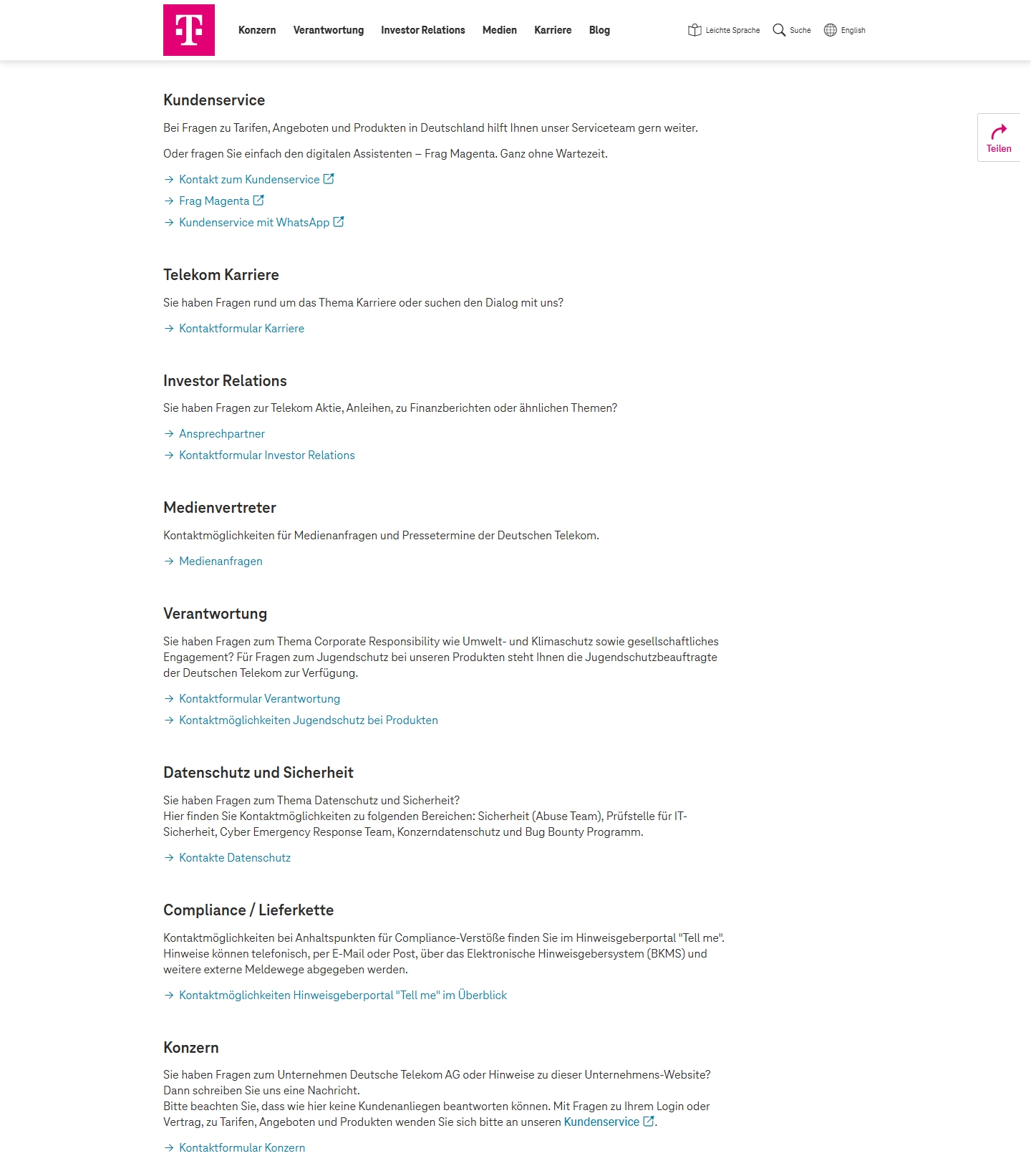 Telekom Kundenservice, Telefonnummer, Kontakt